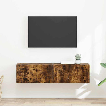 vidaXL Meuble TV mural 2 pcs Chêne fumé 60 x 31 x 29,5 cm