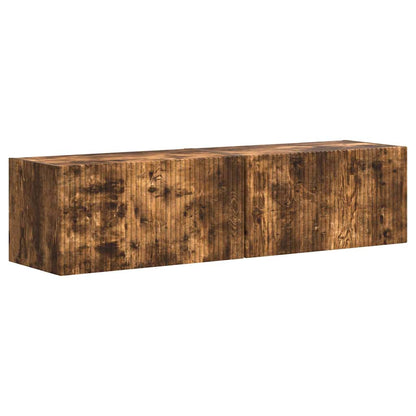 vidaXL Meuble TV mural 2 pcs Chêne fumé 60 x 31 x 29,5 cm