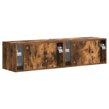 vidaXL Meuble TV mural 2 pcs Chêne fumé 60 x 31 x 29,5 cm