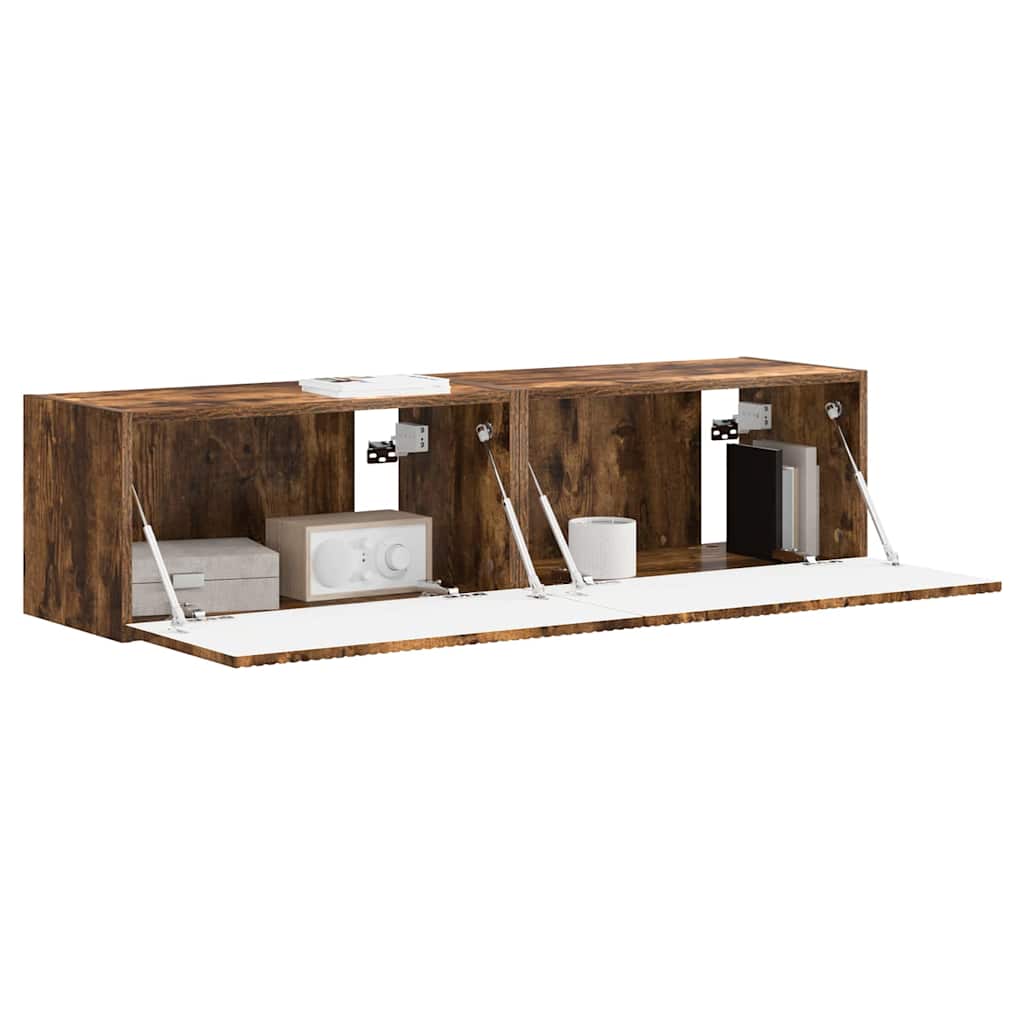 vidaXL Meuble TV mural 2 pcs Chêne fumé 60 x 31 x 29,5 cm