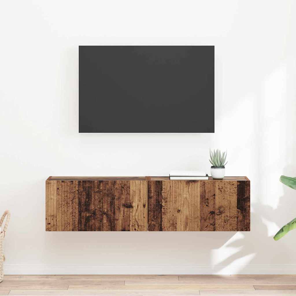 vidaXL TV-Wandschrank 2 pcs Altholz 60 x 31 x 29,5 cm Holzwerkstoff