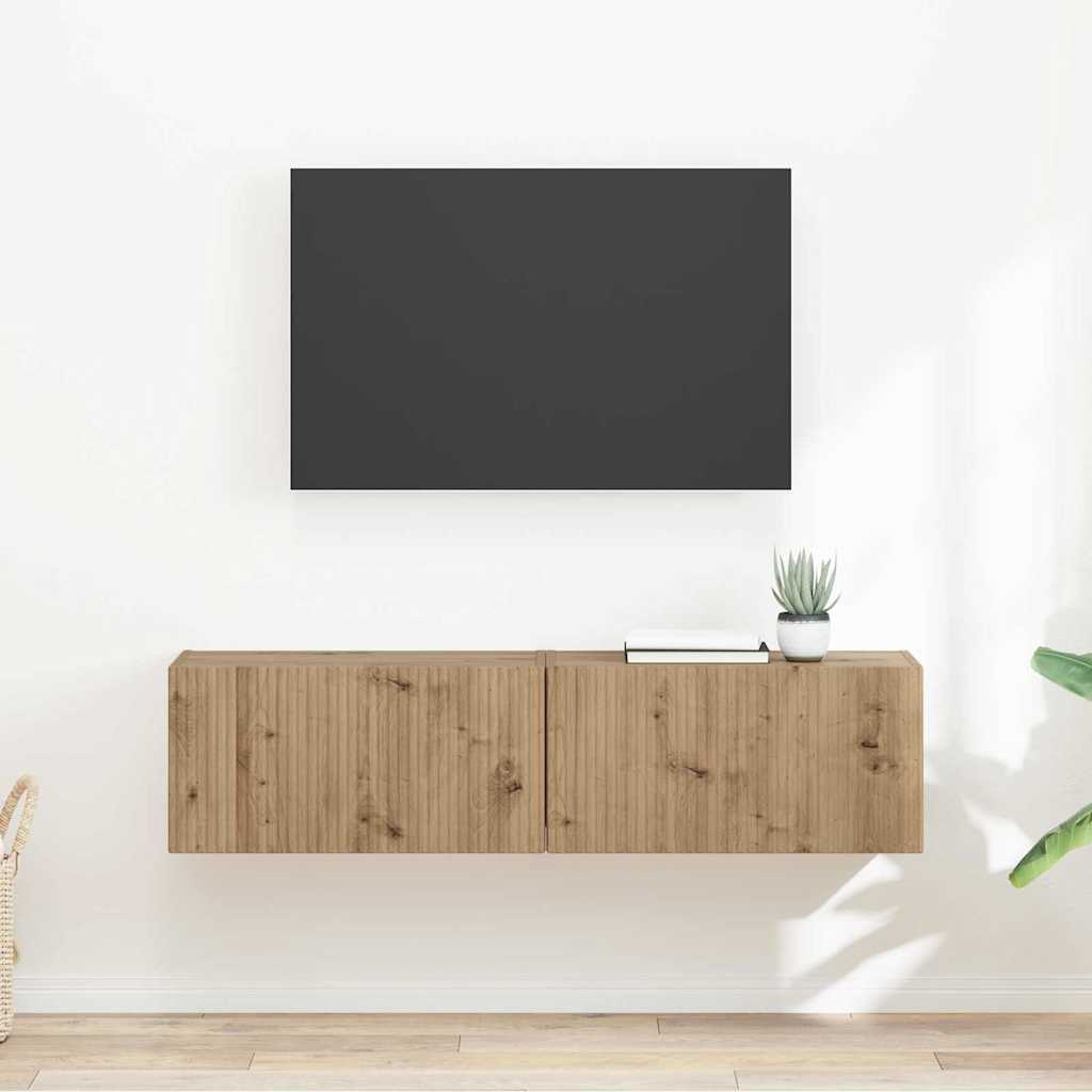 vidaXL Meuble TV mural 2 pcs Chêne artisanal 60 x 31 x 29,5 cm