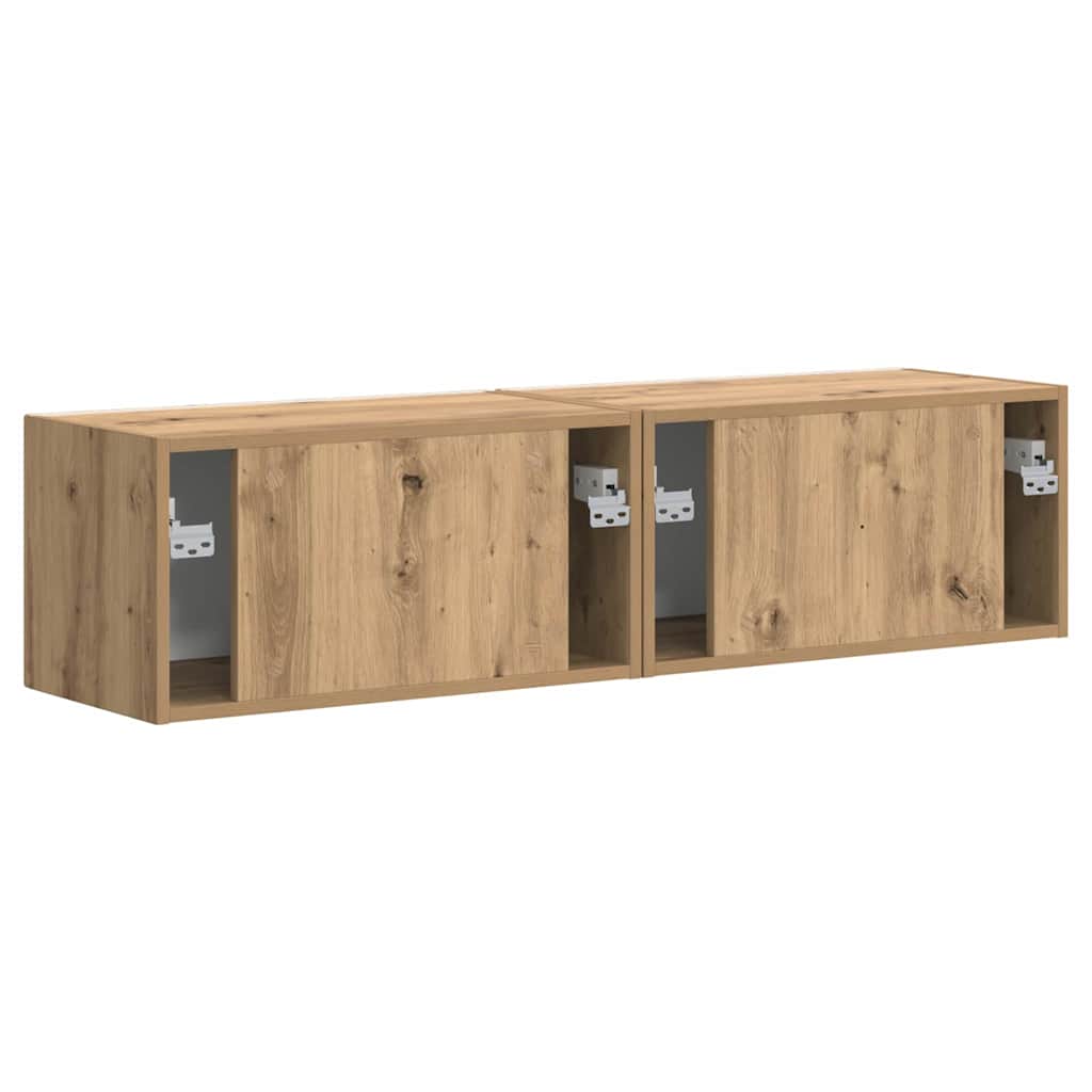 vidaXL Meuble TV mural 2 pcs Chêne artisanal 60 x 31 x 29,5 cm