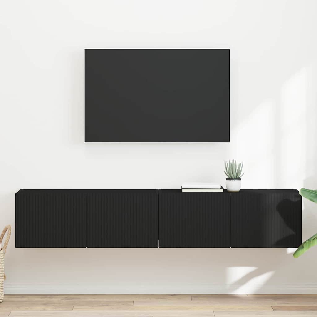 vidaXL TV-Wandschrank 2 pcs Schwarz 60 x 31 x 29,5 cm Holzwerkstoff