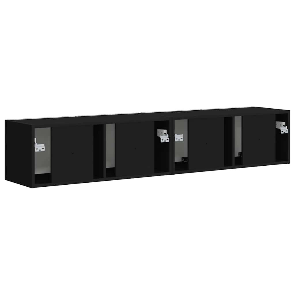 vidaXL TV-Wandschrank 2 pcs Schwarz 60 x 31 x 29,5 cm Holzwerkstoff