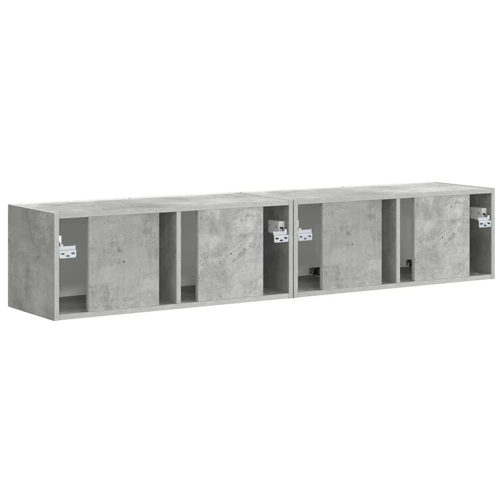 vidaXL TV-Wandschrank 2 pcs Beton 60 x 31 x 29,5 cm Holzwerkstoff