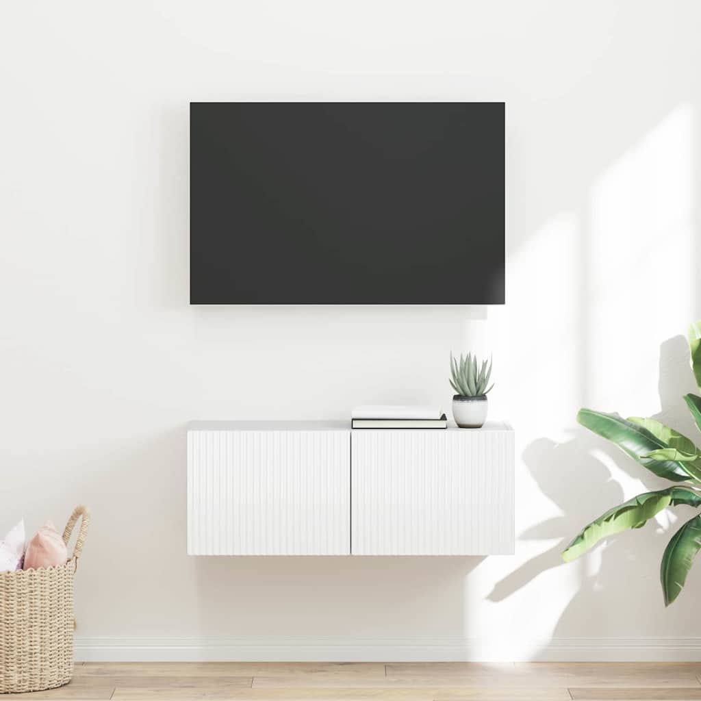 vidaXL TV-Wandschrank Glänzend Weiß 60 x 31 x 29,5 cm Holzwerkstoff