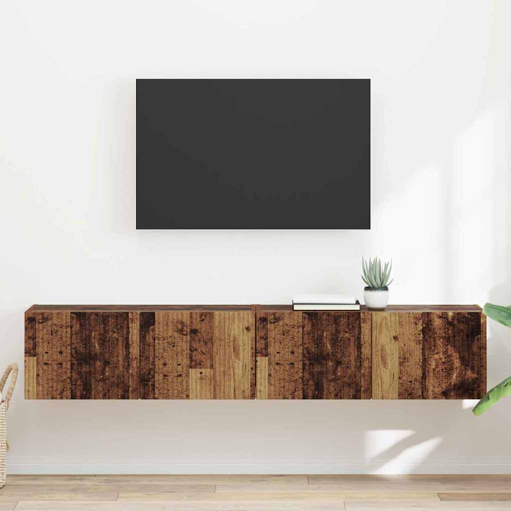 vidaXL TV-Wandschrank 2 pcs Altholz 60 x 31 x 29,5 cm Holzwerkstoff