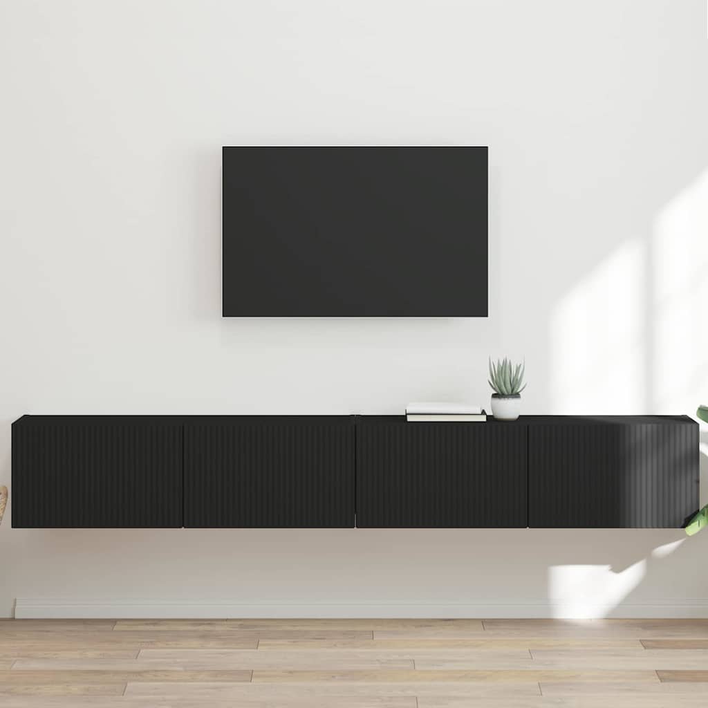 vidaXL TV-Wandschrank 2 pcs Schwarz 98 x 31 x 29,5 cm Holzwerkstoff