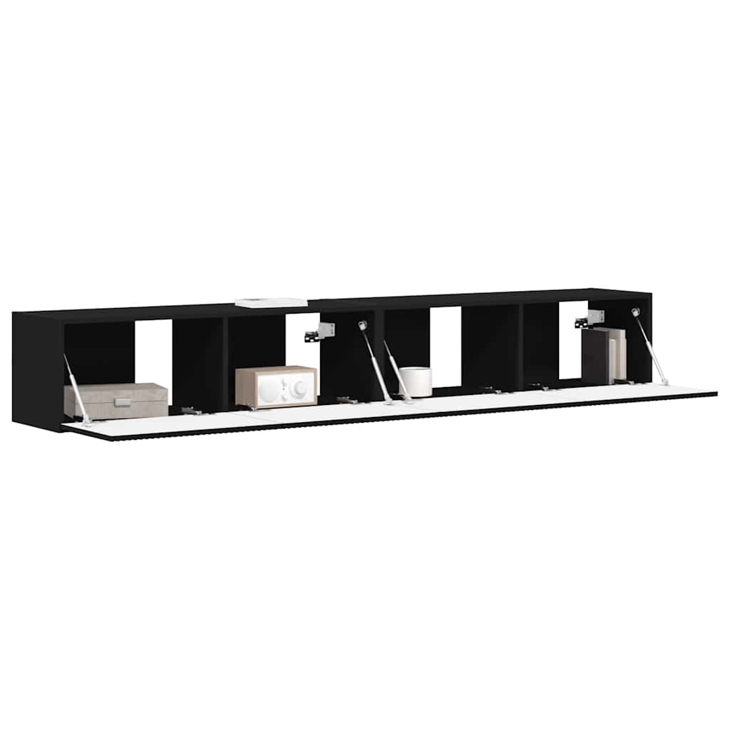 vidaXL TV-Wandschrank 2 pcs Schwarz 98 x 31 x 29,5 cm Holzwerkstoff