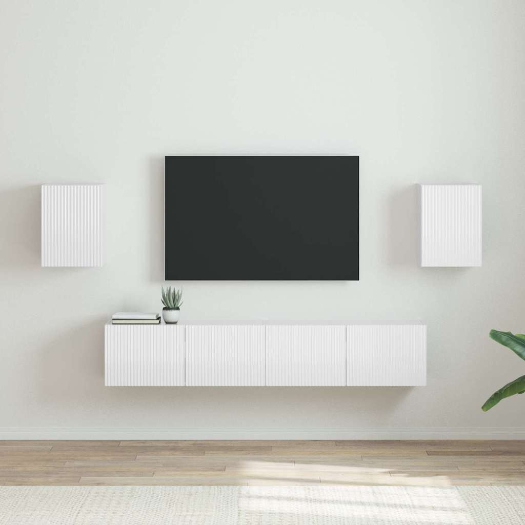 vidaXL TV-Wandschrank Wandmontiert 2 pcs Glänzend Weiß 30 x 31 x 40 cm