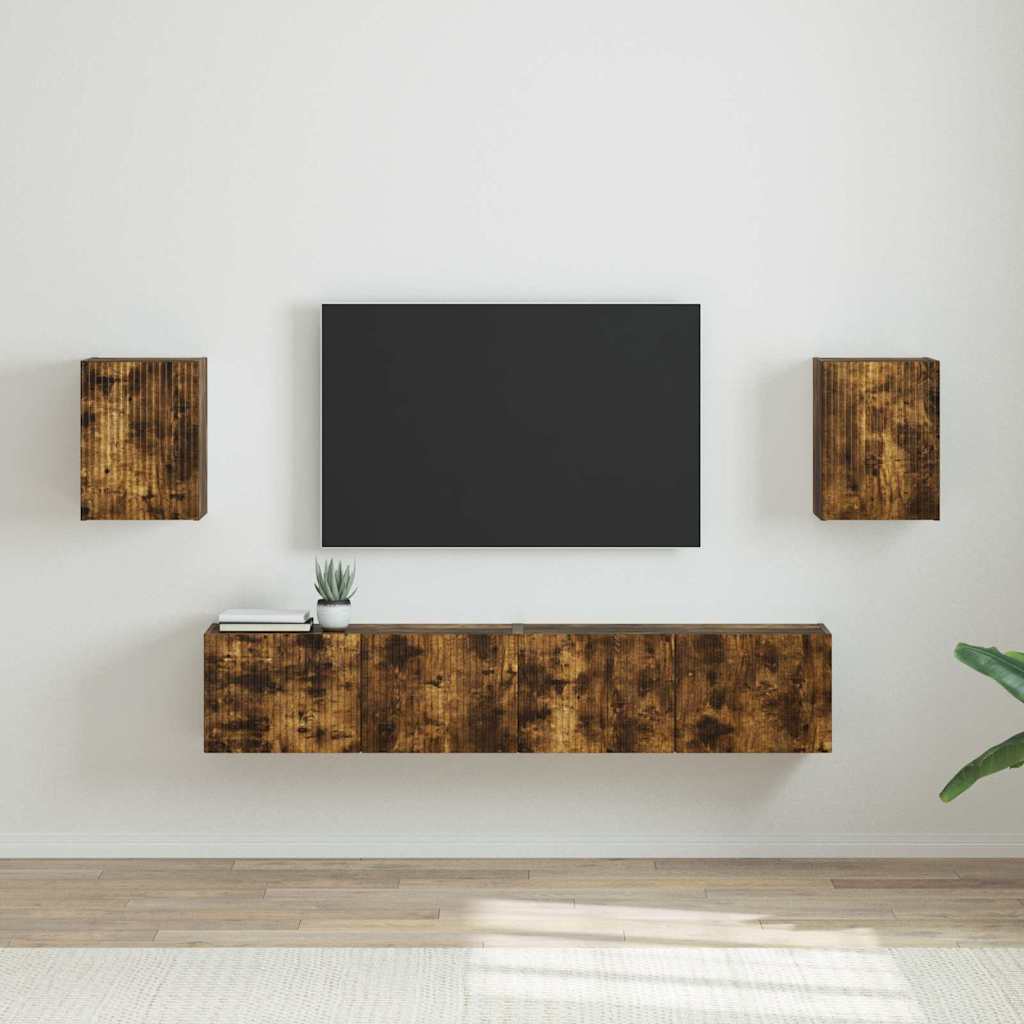 vidaXL TV-Wandschrank 2 pcs Geräucherte Eiche 30 x 31 x 40 cm