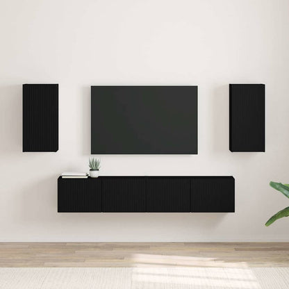 vidaXL TV-Wandschrank 2 pcs Schwarz 30 x 31 x 60 cm Holzwerkstoff