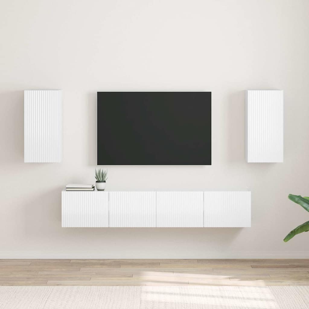 vidaXL TV-Wandschrank Wandmontiert 2 pcs Glänzend Weiß 30 x 31 x 60 cm