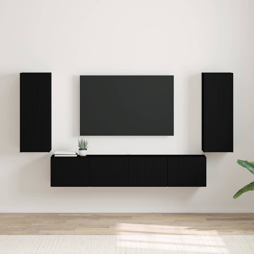 vidaXL TV-Wandschrank 2 pcs Schwarz 30 x 31 x 80 cm Holzwerkstoff