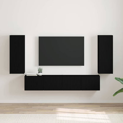vidaXL TV-Wandschrank 2 pcs Schwarz 30 x 31 x 80 cm Holzwerkstoff