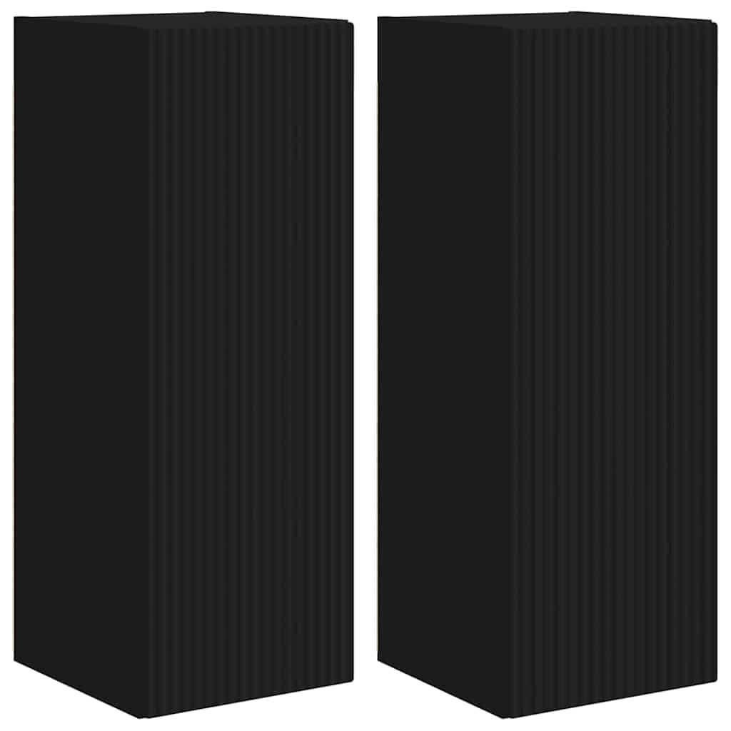 vidaXL TV-Wandschrank 2 pcs Schwarz 30 x 31 x 80 cm Holzwerkstoff