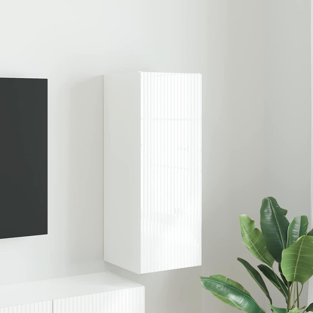 vidaXL TV-Wandschrank Glänzend Weiß 30 x 31 x 80 cm Holzwerkstoff