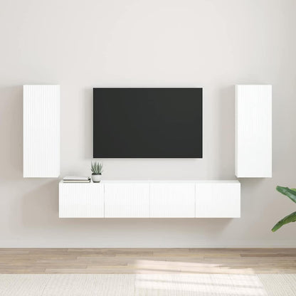 vidaXL TV-Wandschrank Wandmontiert 2 pcs Glänzend Weiß 30 x 31 x 80 cm