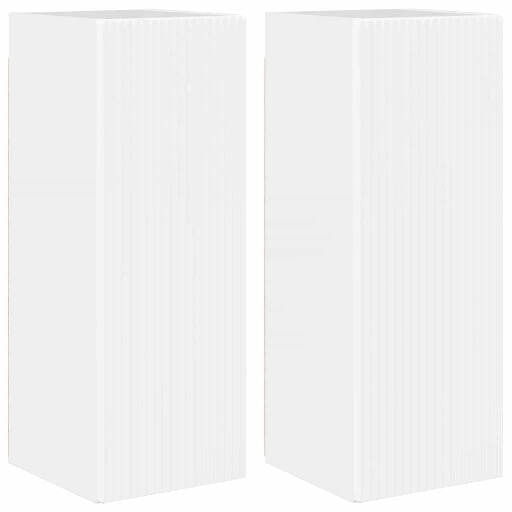 vidaXL TV-Wandschrank Wandmontiert 2 pcs Glänzend Weiß 30 x 31 x 80 cm