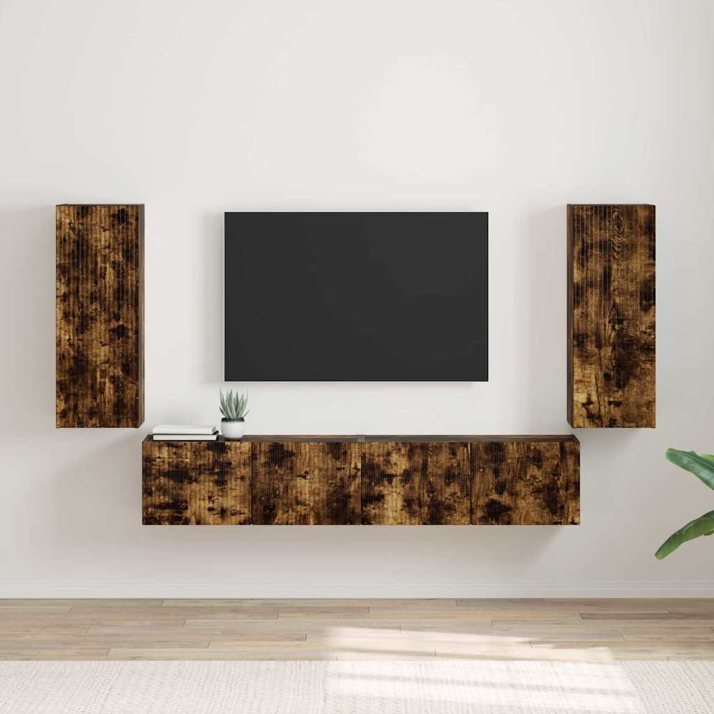 vidaXL TV-Wandschrank 2 pcs Geräucherte Eiche 30 x 31 x 80 cm