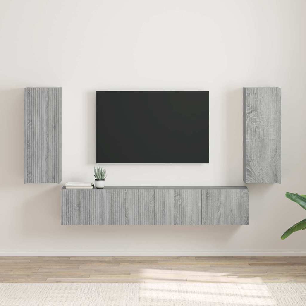 vidaXL TV-Wandschrank Wandmontiert 2 pcs Graues Sonoma 30 x 31 x 80 cm