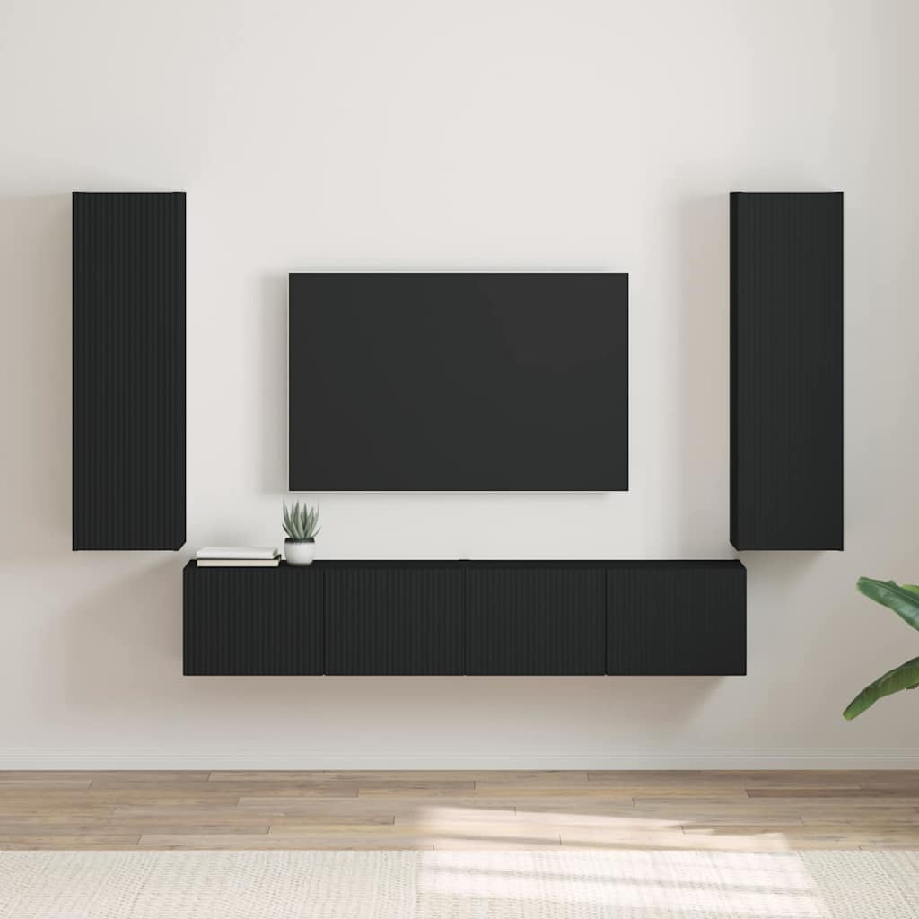 vidaXL TV-Wandschrank 2 pcs Schwarz 30 x 31 x 100 cm Holzwerkstoff