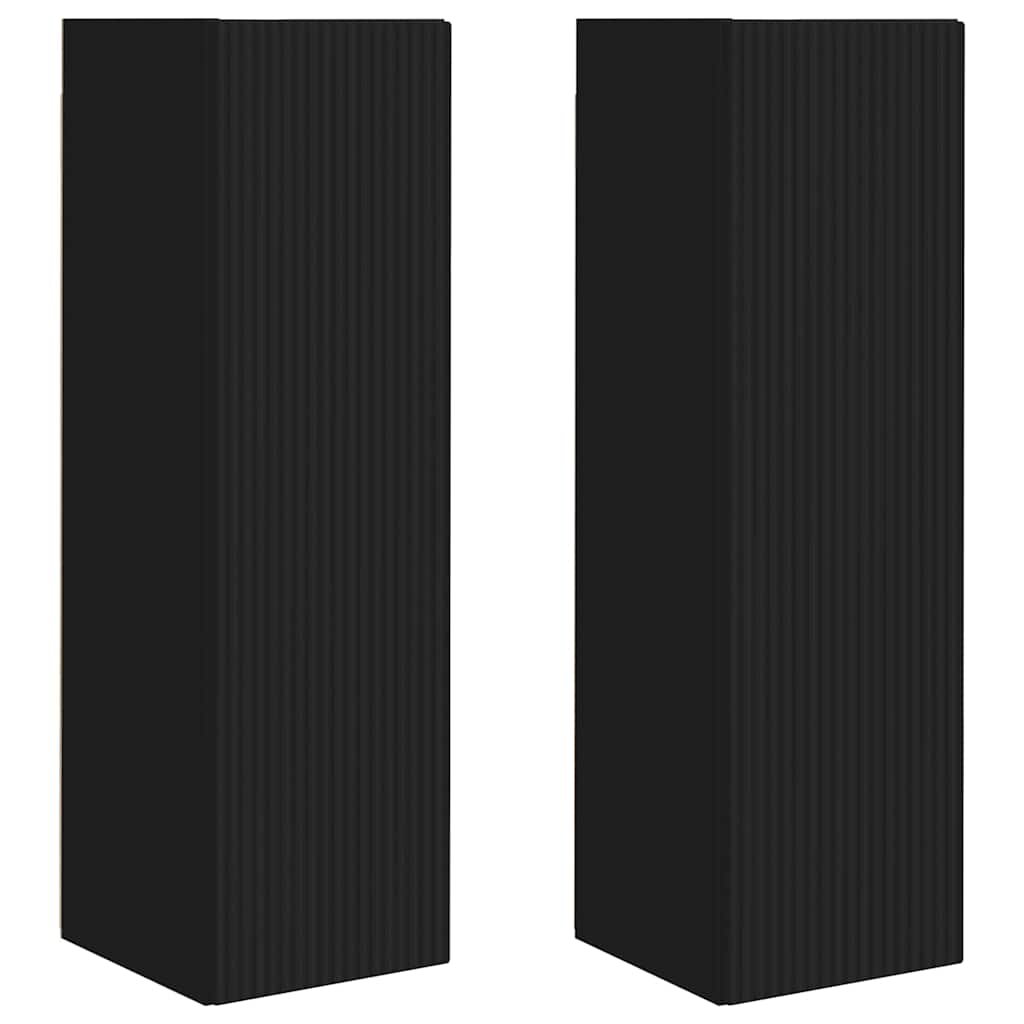 vidaXL TV-Wandschrank 2 pcs Schwarz 30 x 31 x 100 cm Holzwerkstoff