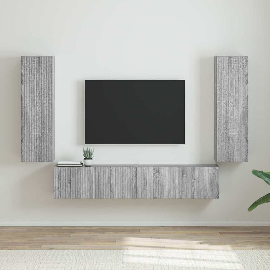 vidaXL TV-Wandschrank 2 pcs Graues Sonoma 30 x 31 x 100 cm