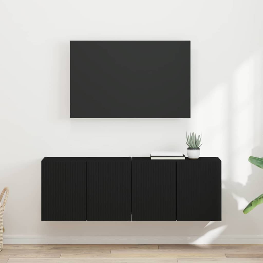 vidaXL TV-Wandschrank 2 pcs Schwarz 59,5 x 31 x 40 cm Holzwerkstoff