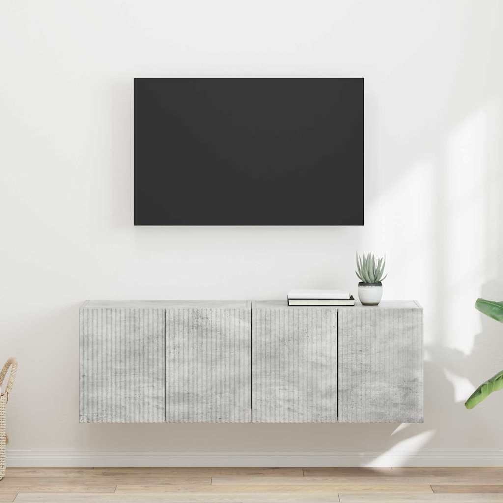 vidaXL TV-Wandschrank 2 pcs Beton Grau 59,5 x 31 x 40 cm Holzwerkstoff