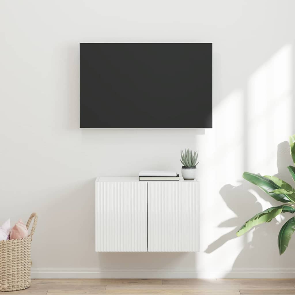 vidaXL TV-Wandschrank Hochglanz Weiß 59,5 x 31 x 40 cm Holzwerkstoff