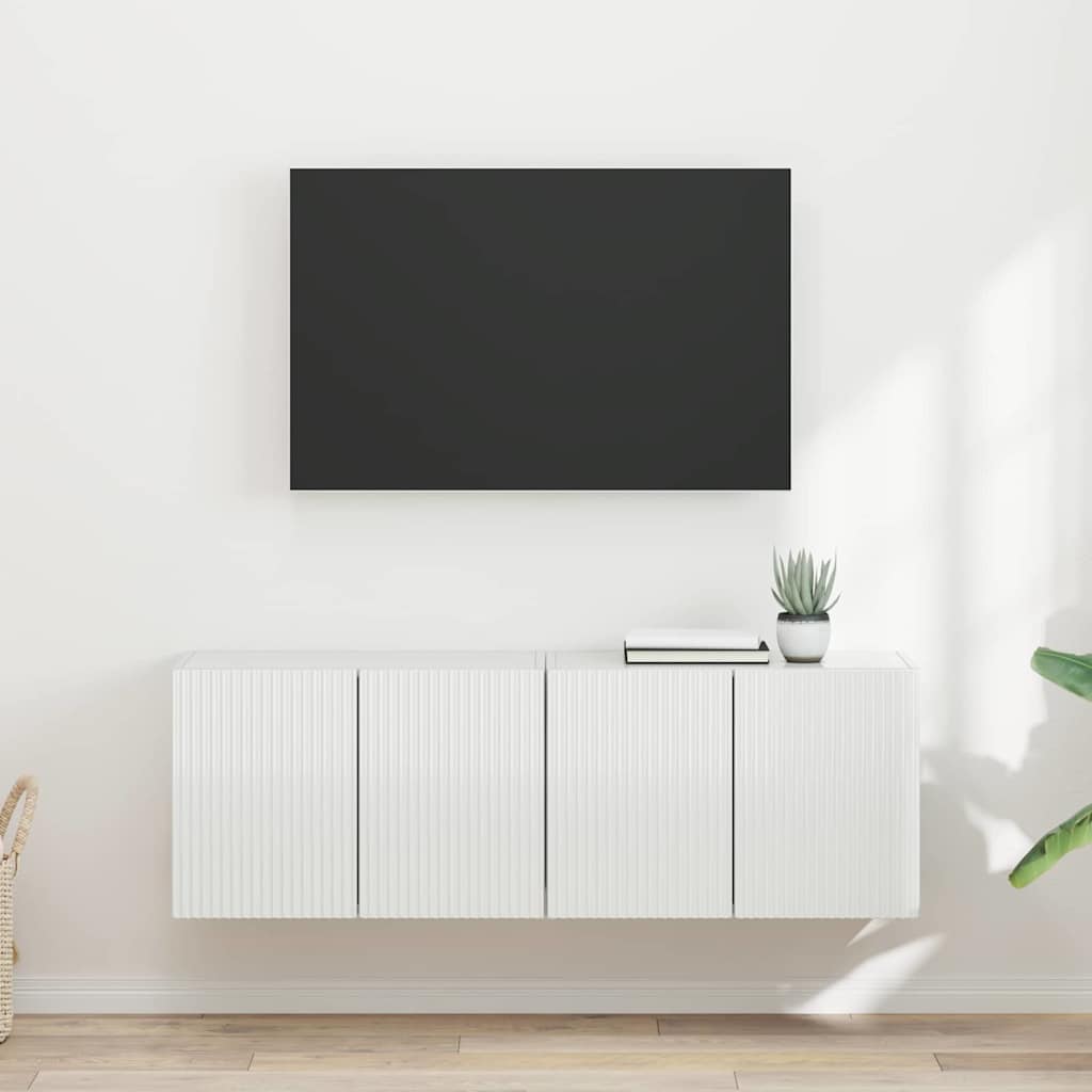 vidaXL TV-Wandschrank 2 pcs Hochglanz Weiß 59,5 x 31 x 40 cm