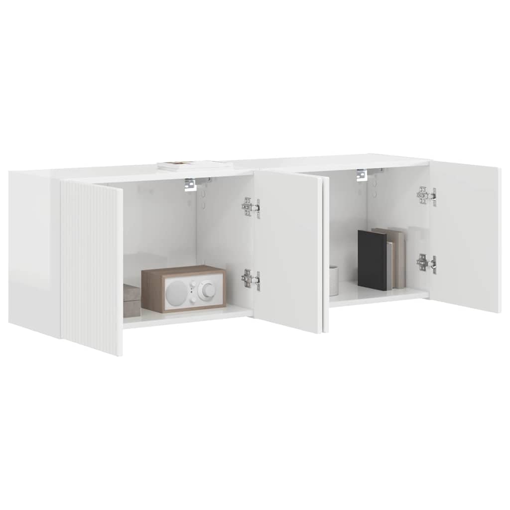 vidaXL TV-Wandschrank 2 pcs Hochglanz Weiß 59,5 x 31 x 40 cm