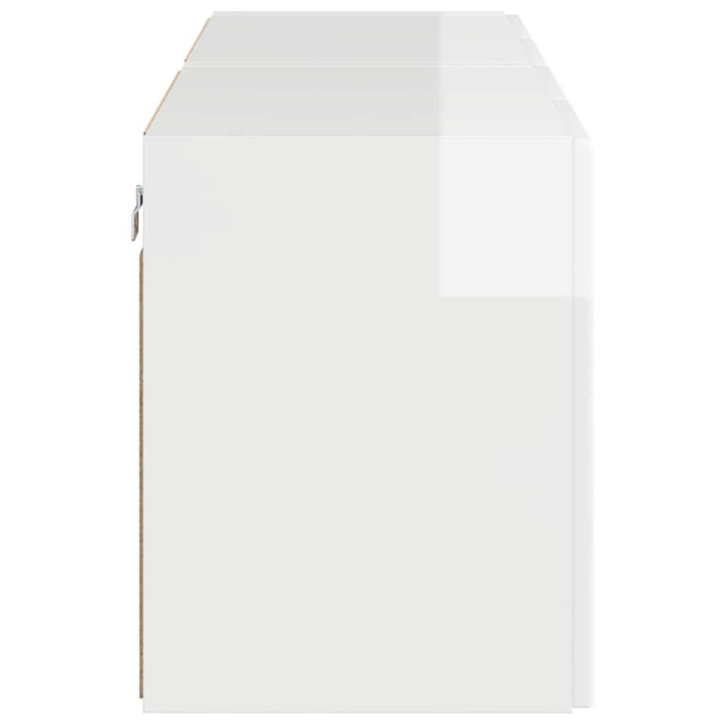 vidaXL TV-Wandschrank 2 pcs Hochglanz Weiß 59,5 x 31 x 40 cm