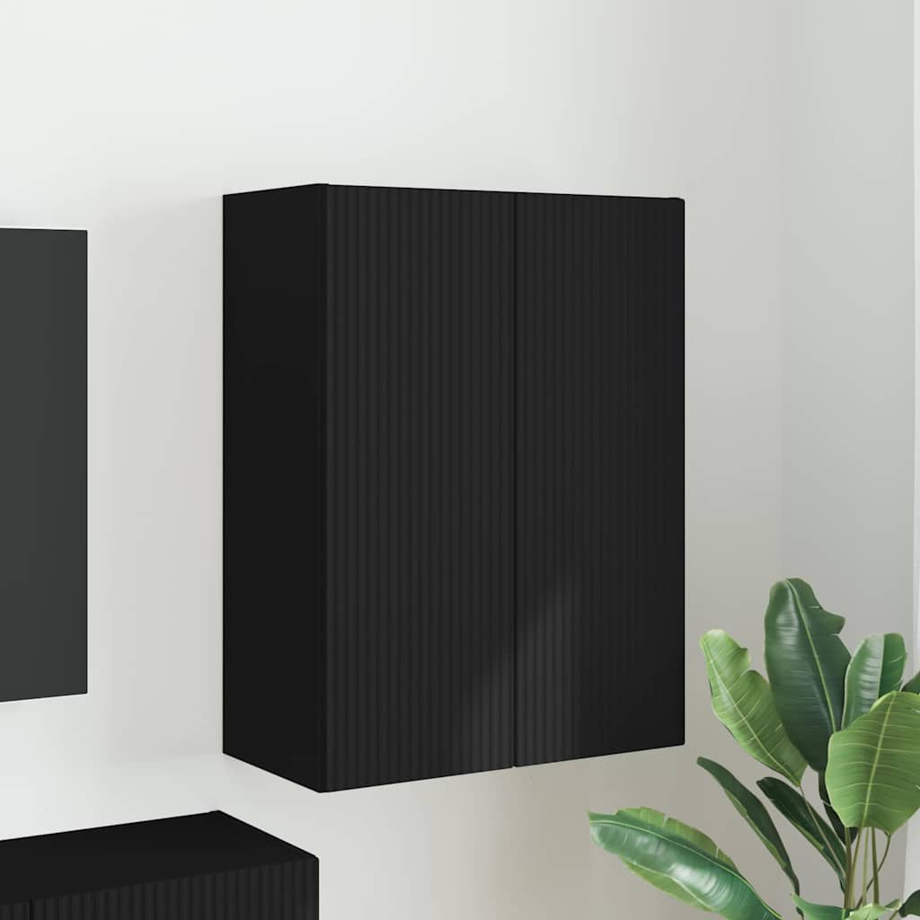 vidaXL TV-Wandschrank Schwarz 59,5 x 31 x 80 cm Holzwerkstoff