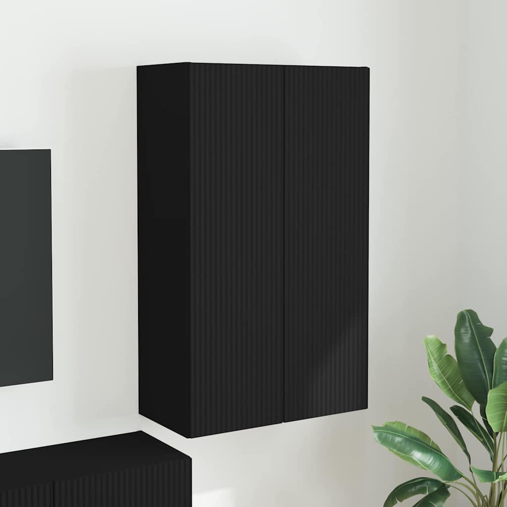 vidaXL TV-Wandschrank Schwarz 59,5 x 31 x 100 cm Holzwerkstoff