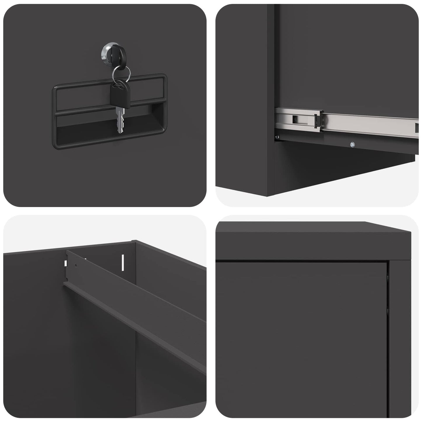 vidaXL Aktenschrank Schwarz 44 x 50 x 106,5 cm Kaltgewalzter Stahl