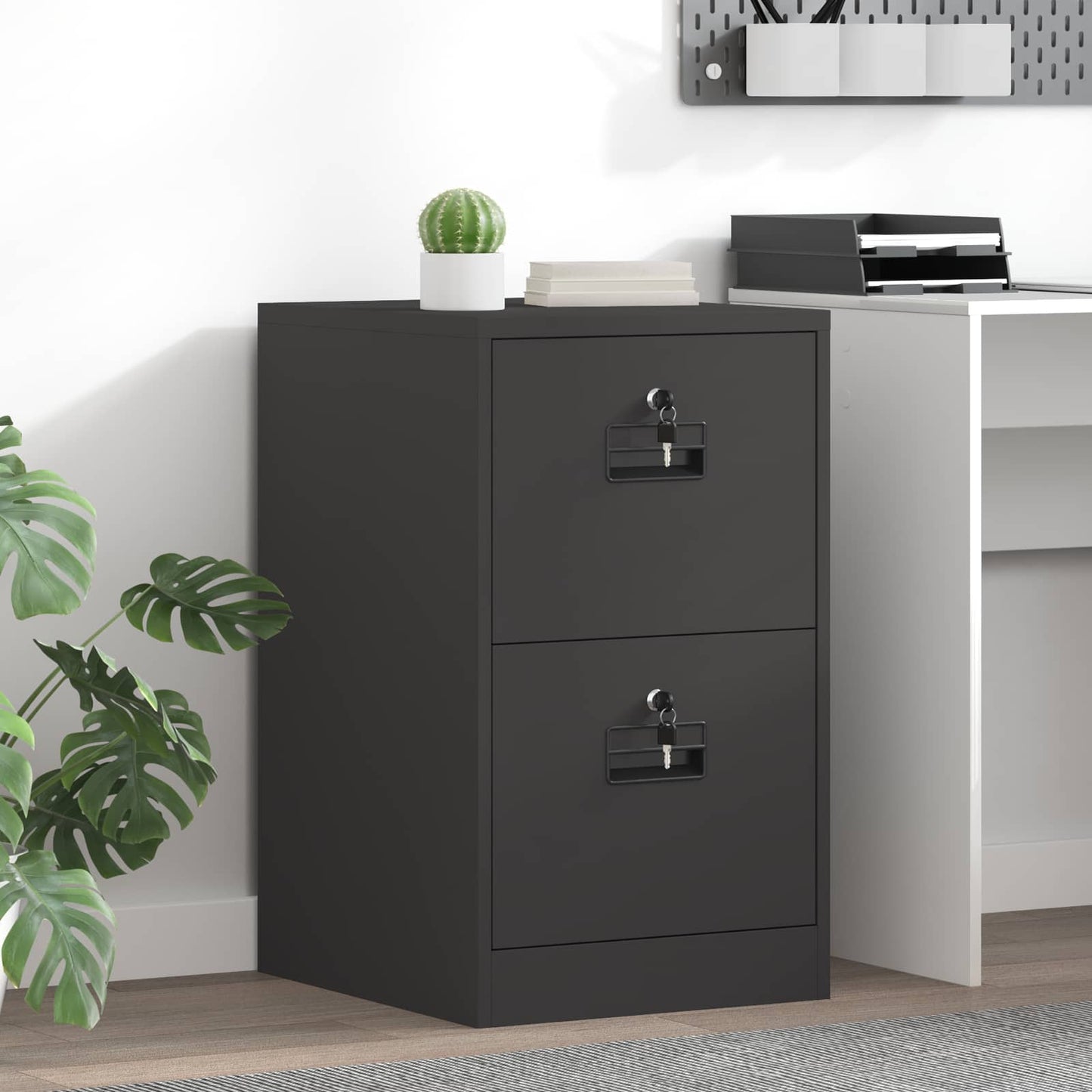 vidaXL Aktenschrank Schwarz 44 x 50 x 106,5 cm Kaltgewalzter Stahl