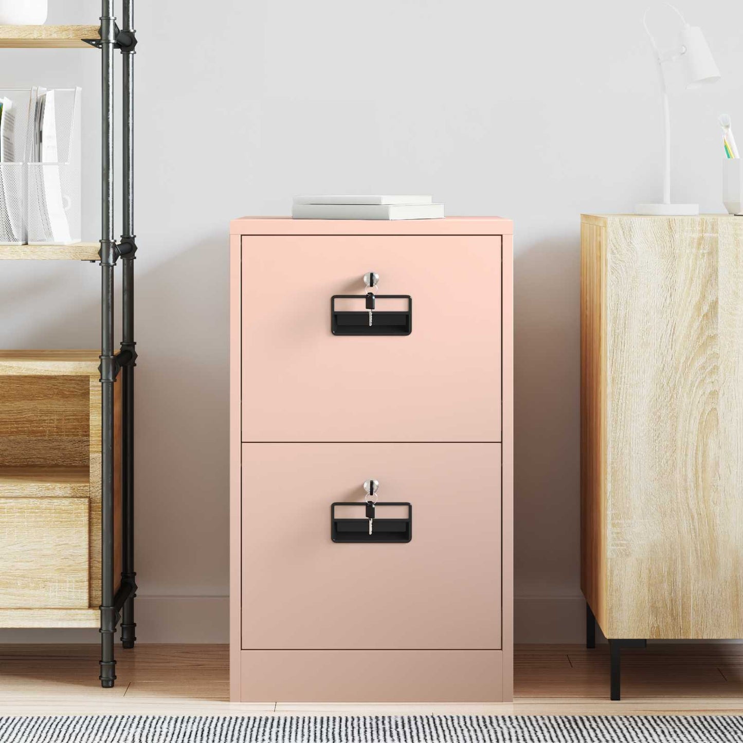 vidaXL Aktenschrank Rosa 44 x 50 x 106,5 cm Kaltgewalzter Stahl
