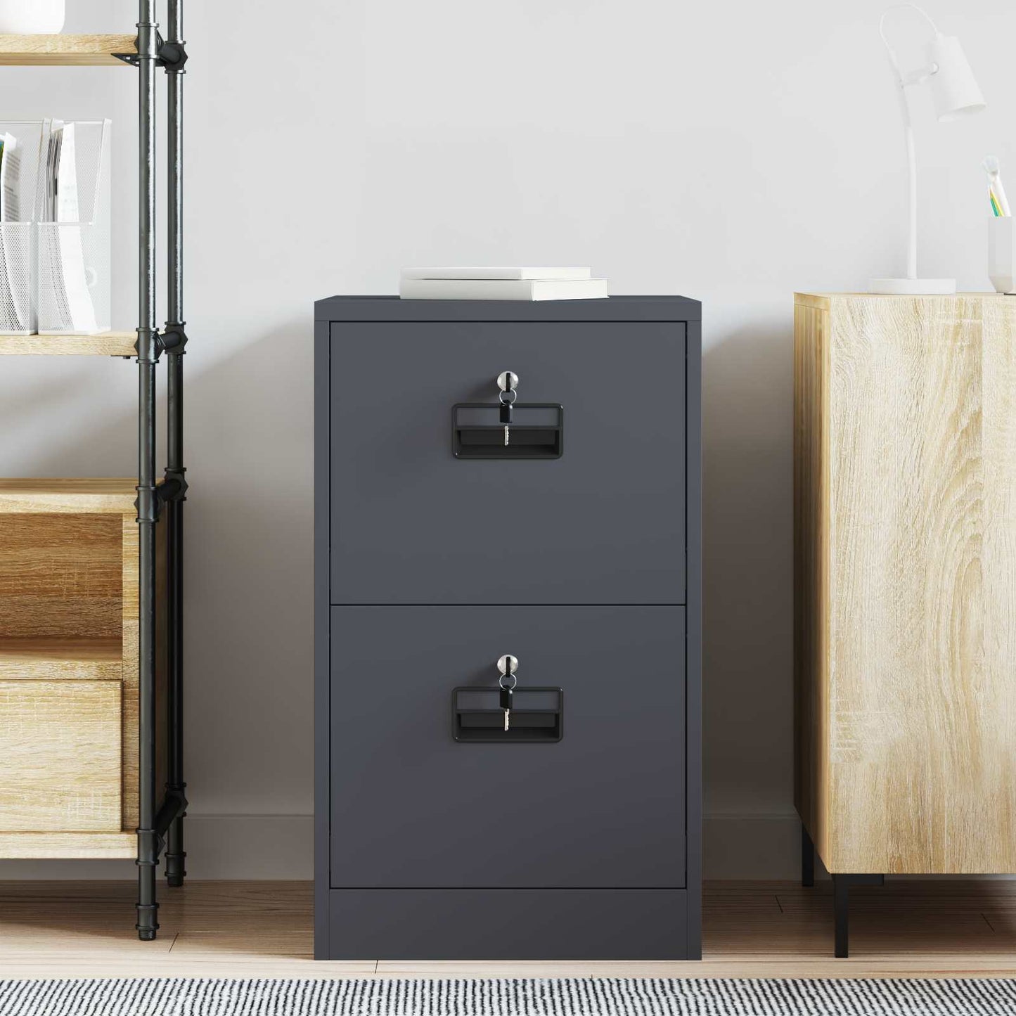 vidaXL Aktenschrank Anthrazit 44 x 50 x 106,5 cm Kaltgewalzter Stahl