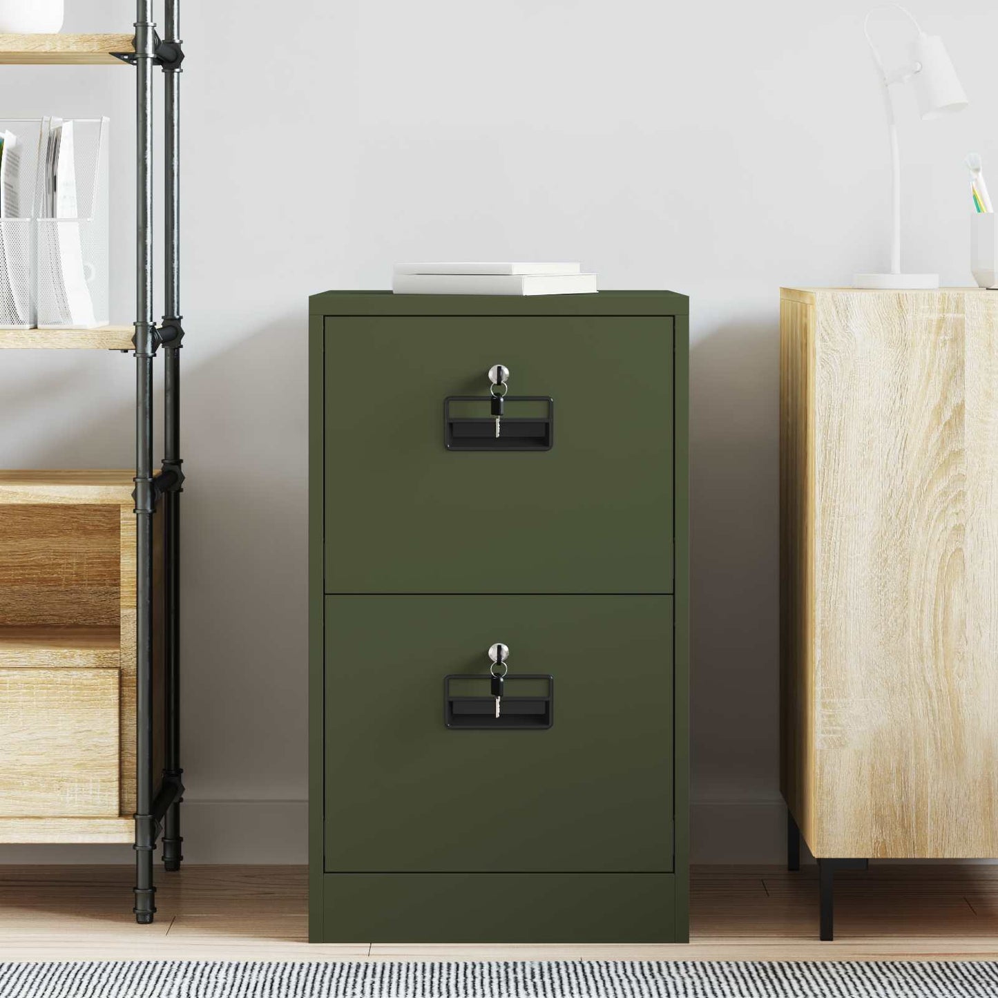 vidaXL Aktenschrank Olive Grün 44 x 50 x 106,5 cm Kaltgewalzter Stahl