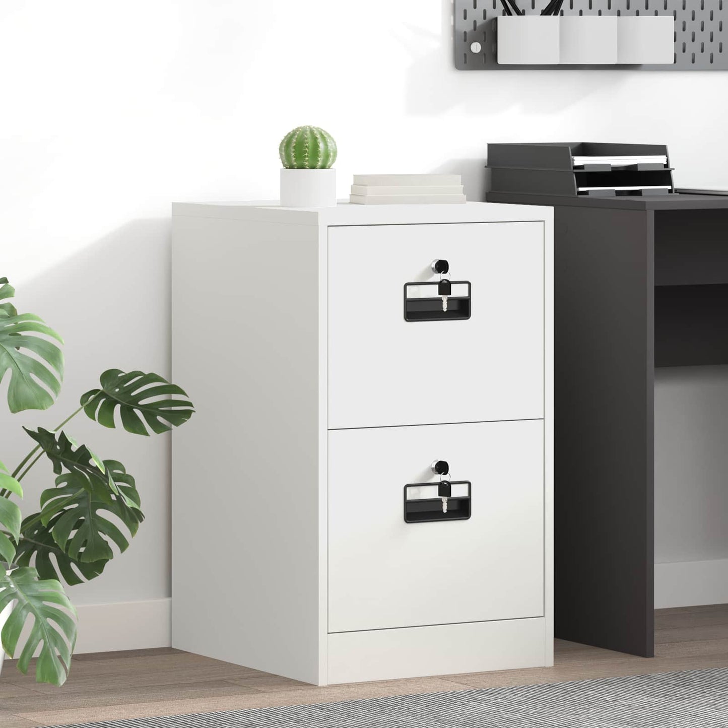 vidaXL Aktenschrank Weiß 44 x 50 x 106,5 cm Kaltgewalzter Stahl