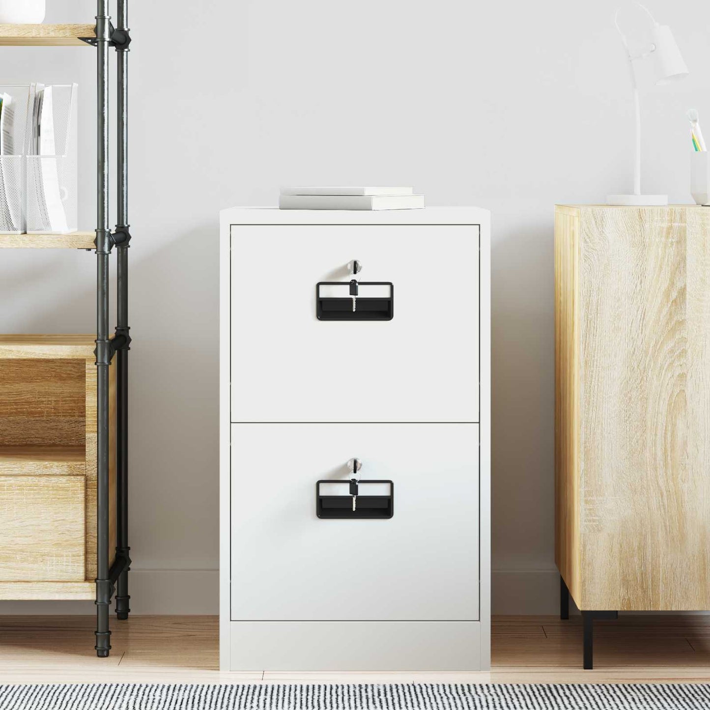 vidaXL Aktenschrank Weiß 44 x 50 x 106,5 cm Kaltgewalzter Stahl