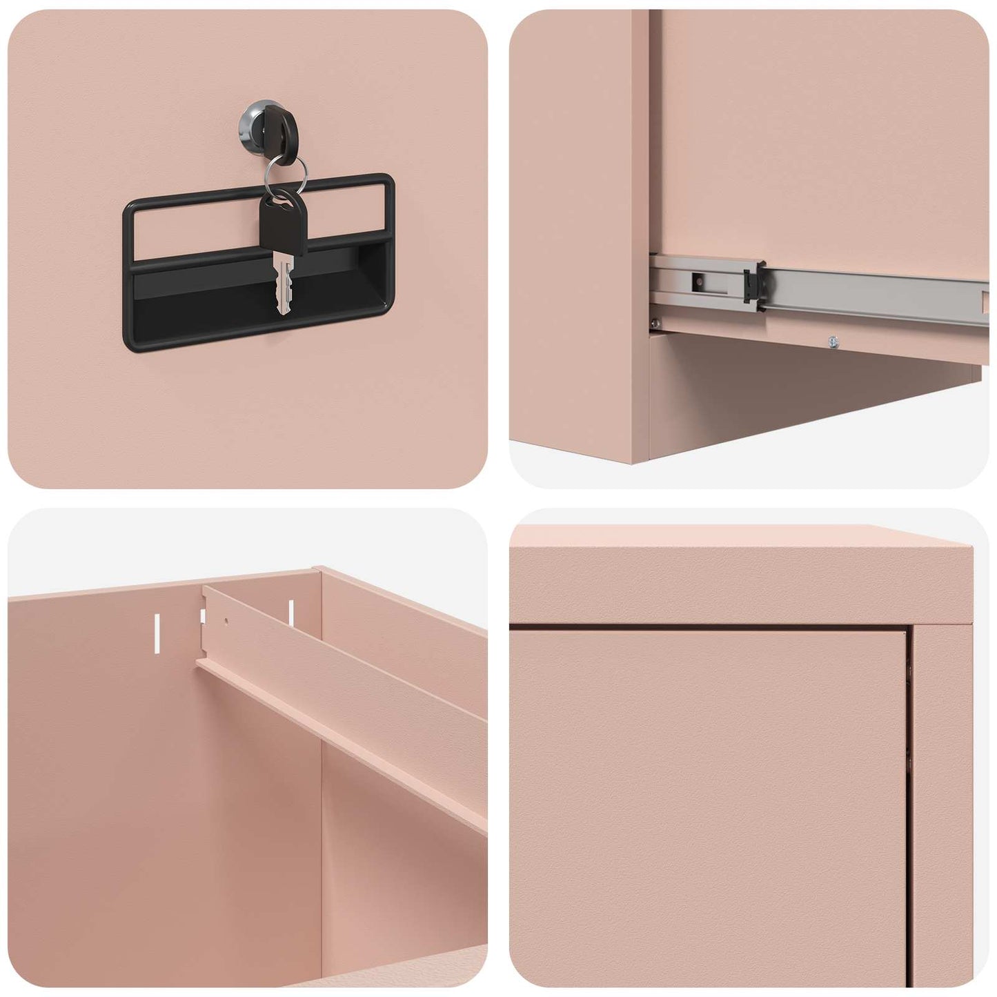 vidaXL Aktenschrank Rosa 44 x 50 x 106,5 cm Kaltgewalzter Stahl