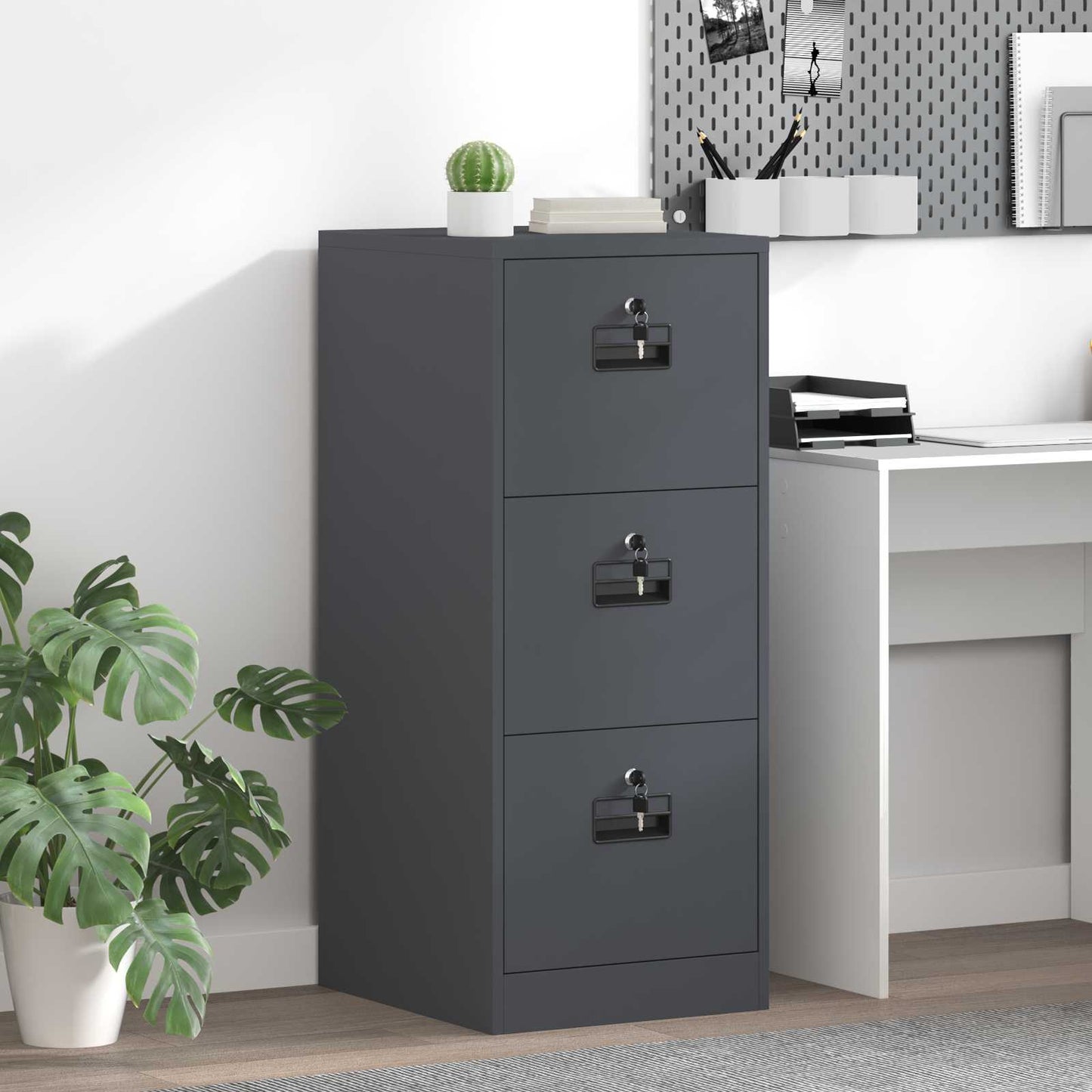 vidaXL Aktenschrank Anthrazit 44 x 50 x 106,5 cm Kaltgewalzter Stahl