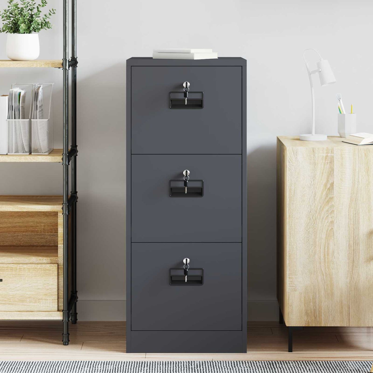 vidaXL Aktenschrank Anthrazit 44 x 50 x 106,5 cm Kaltgewalzter Stahl