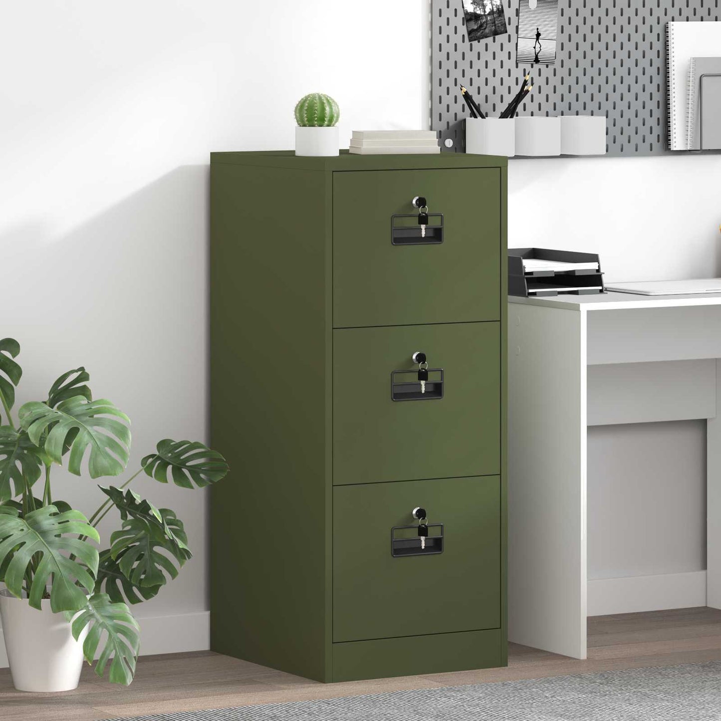 vidaXL Aktenschrank Olive Grün 44 x 50 x 106,5 cm Kaltgewalzter Stahl