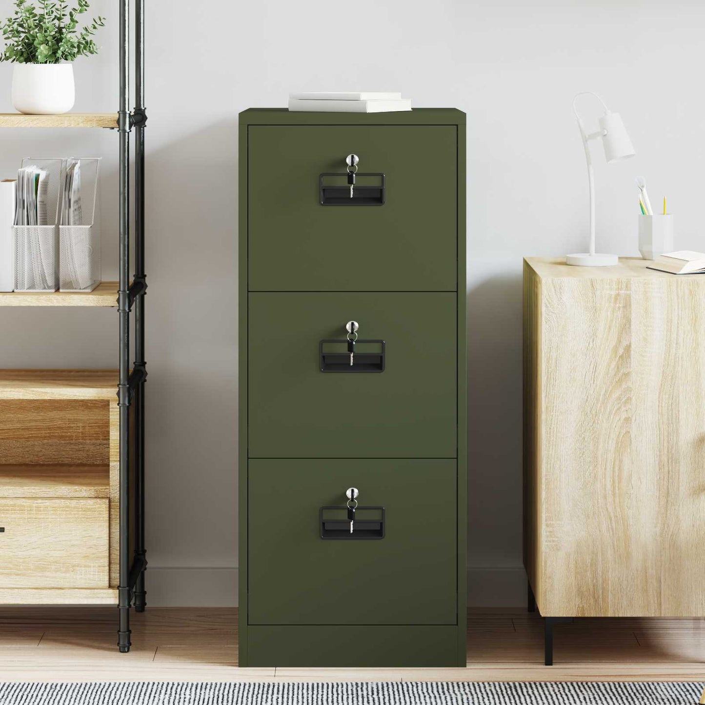vidaXL Aktenschrank Olive Grün 44 x 50 x 106,5 cm Kaltgewalzter Stahl