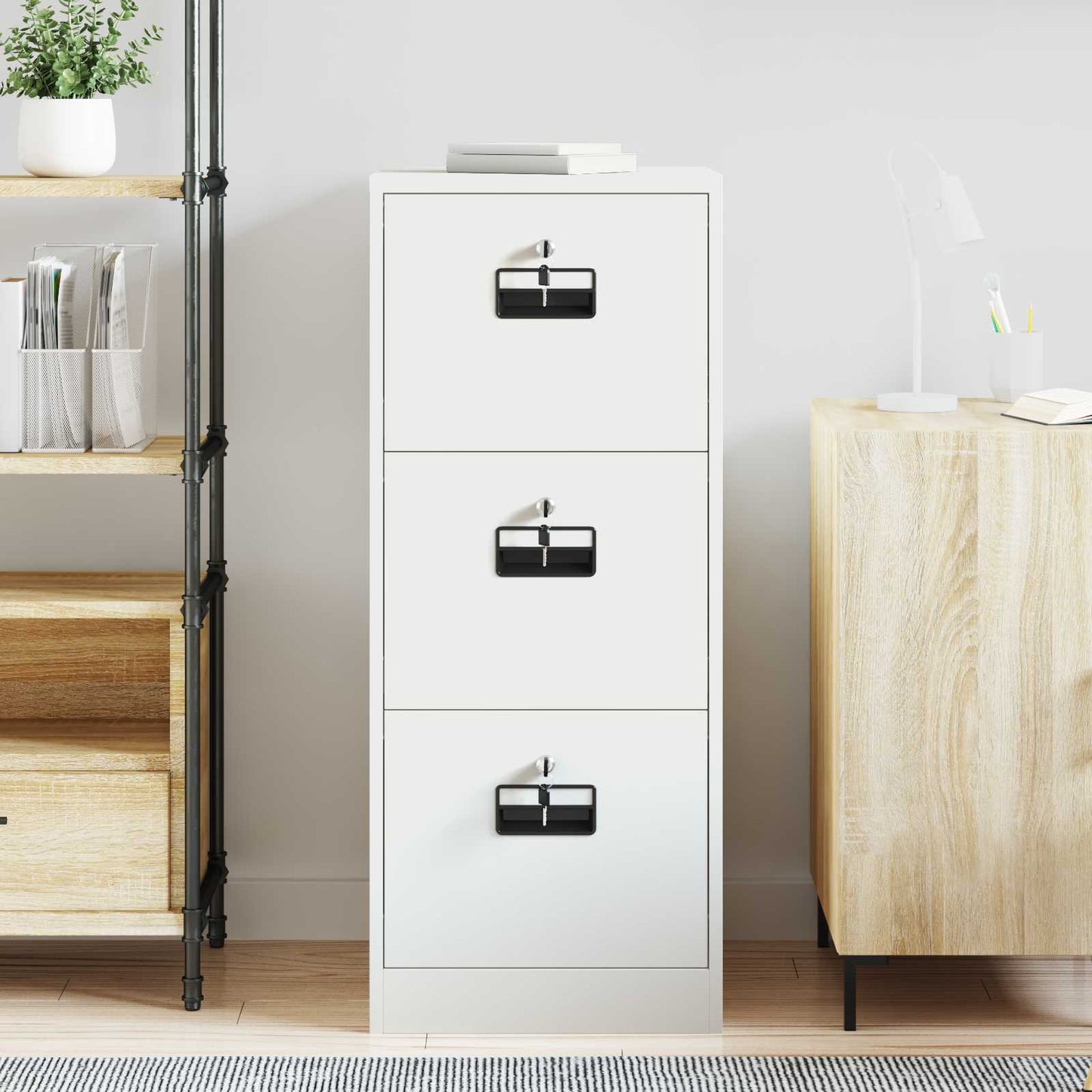 vidaXL Aktenschrank Weiß 44 x 50 x 106,5 cm Kaltgewalzter Stahl